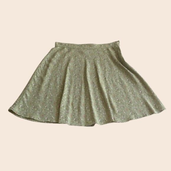 Vintage Dresses & Skirts - Vintage Late 90's Gap Sage Green Floral Mini Skirt size 4